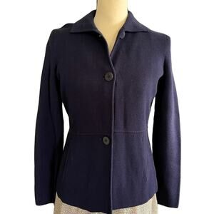 Talbots Women's Navy Blue Knit Stretch
Collar Cardigan Size P NWT